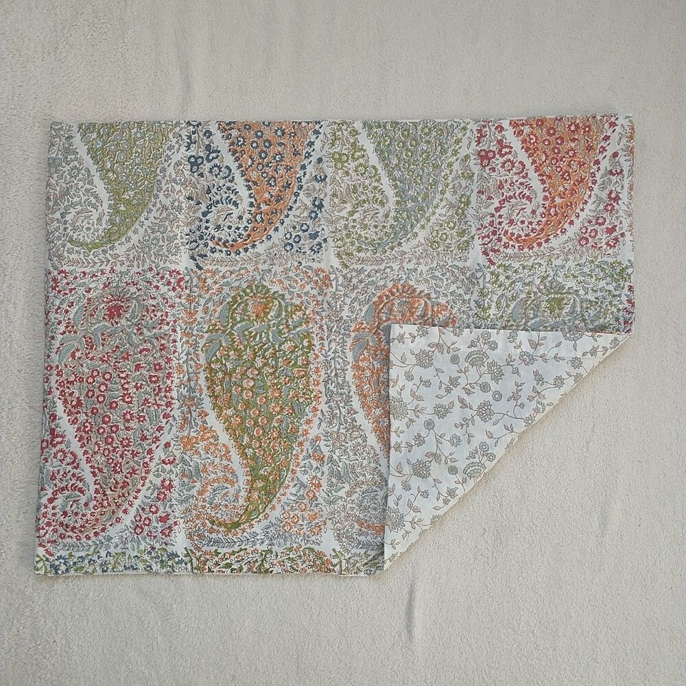 Tahari Home Pillow Case Multicolor Paisley Floral  Standard Size Cotton 1x